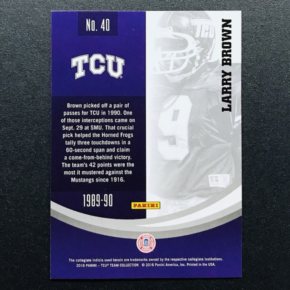 Larry Brown - 2016 Panini TCU #40 - Picture 2 of 2